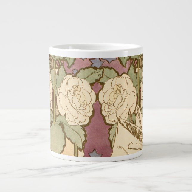 Alphonse Mucha Elegant Art Nouveau Stars Camellia  Large Coffee Mug (Front)