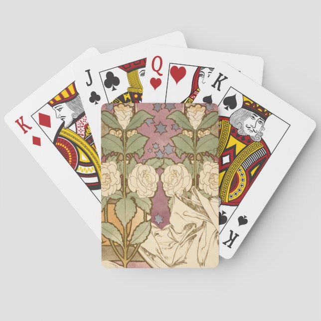 Alphonse Mucha Elegant Art Nouveau Stars Camellia  Playing Cards (Back)