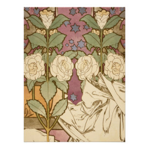 Alphonse Mucha Elegant Art Nouveau Stars Camellia  Poster