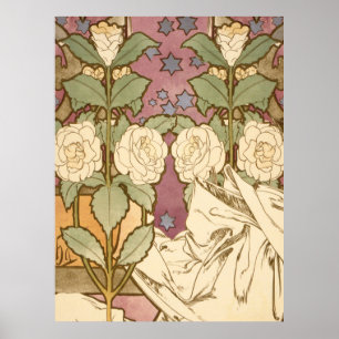 Alphonse Mucha Elegant Art Nouveau Stars Camellia  Poster