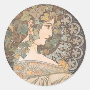 Alphonse Mucha - Erin Classic Round Sticker