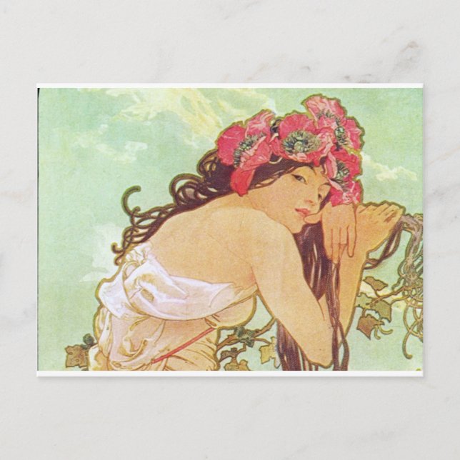 Alphonse Mucha. Ete/Summer, 1896 Postcard (Front)