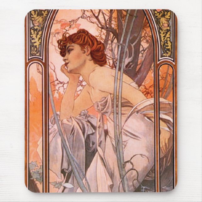 Alphonse Mucha Evening Reverie Mouse Pad (Front)