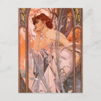 Alphonse Mucha Evening Reverie Postcard