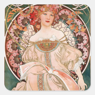 Alphonse Mucha F. Champenois Square Sticker