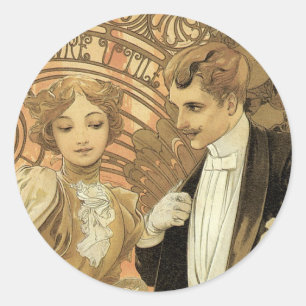 Alphonse Mucha "Flirt" Stickers