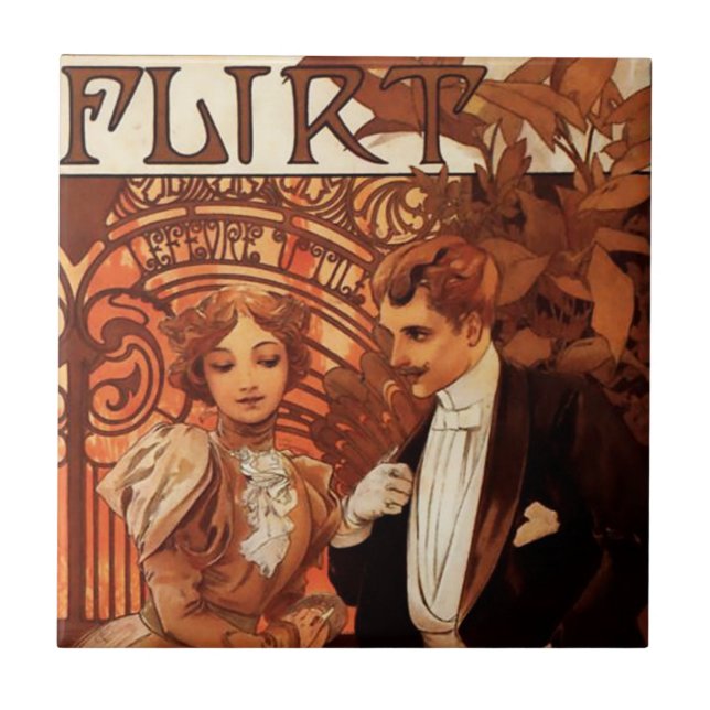 Alphonse Mucha Flirt Tile (Front)