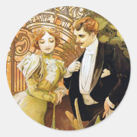 Alphonse Mucha Flirt Vintage Romantic Art Nouveau