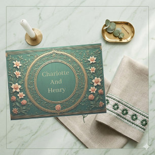 Alphonse Mucha Florals Opulence Sage Green Wedding Tissue Paper