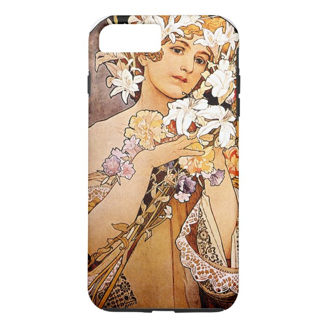 Alphonse Mucha Flower Case-Mate iPhone Case (Back)
