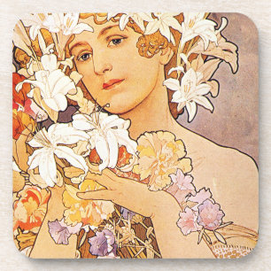 Alphonse Mucha Flower Coaster