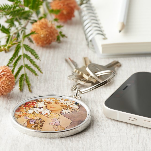 Alphonse Mucha Flower Key Ring (Side)