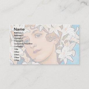 Alphonse Mucha - Flower - Retro Art Nouveau Business Card