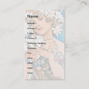 Alphonse Mucha - Flower - Retro Art Nouveau Business Card