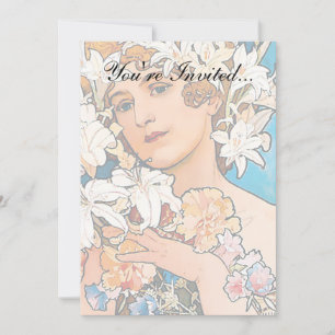 Alphonse Mucha - Flower - Retro Art Nouveau Invitation