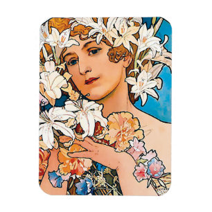 Alphonse Mucha - Flower - Retro Art Nouveau Magnet