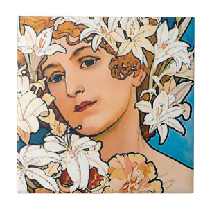 Alphonse Mucha - Flower - Retro Art Nouveau Tile