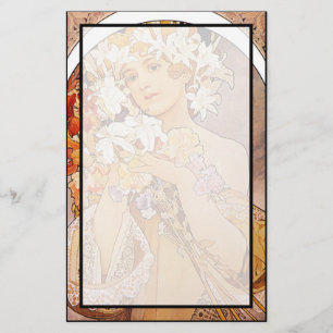 Alphonse Mucha Flower Stationery