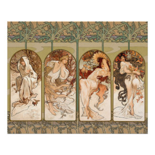 Alphonse Mucha Four Seasons 1897 Art Nouveau Panel Poster