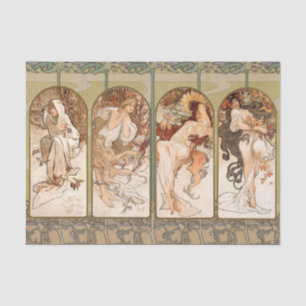 Alphonse Mucha Four Seasons 1897 Art Nouveau Panel Tissue Paper