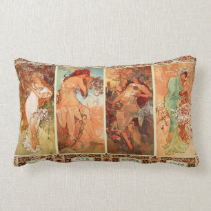 Alphonse Mucha Four Seasons Art Nouveau Lumbar Cushion
