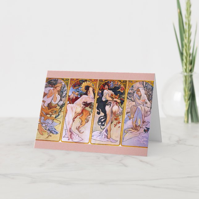 Alphonse Mucha Four Seasons Greeting Card (Front)