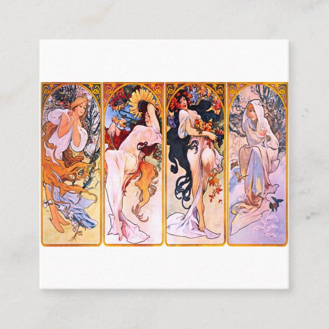 Alphonse Mucha - Four Seasons Square Business Card (Front)