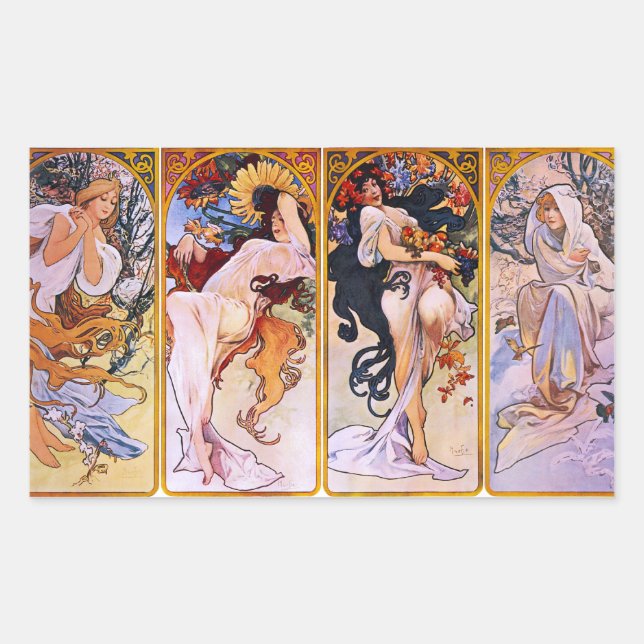 Alphonse Mucha Four Seasons Stickers (Front)