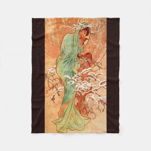 Alphonse Mucha, Four Seasons, Winter Fleece Blanket (Front)