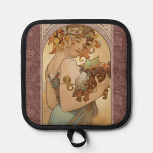 Alphonse Mucha Fruit Art Nouveau Vintage Maiden Pot Holder