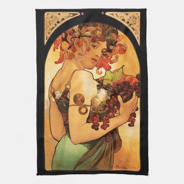 Alphonse Mucha Fruit Kitchen Towel (Vertical)