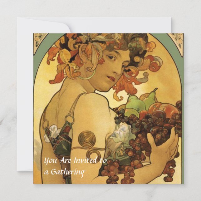 Alphonse Mucha Fruit Painting Invitation (Front)