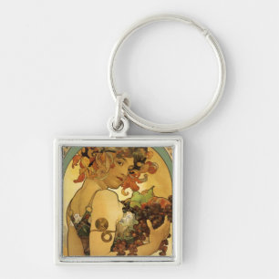 Alphonse Mucha Fruit Painting Key Ring