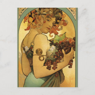 Alphonse Mucha Fruit Painting Postcard