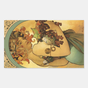 Alphonse Mucha Fruit Painting Rectangular Sticker