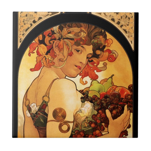 Alphonse Mucha Fruit Tile (Front)