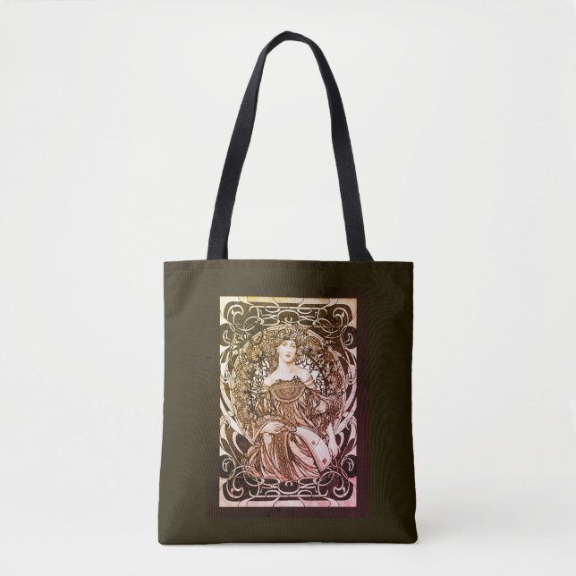 Alphonse Mucha Girl Art Nouveau Tote (Front)