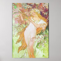 Alphonse Mucha Girl In Garden Art Nouveau  