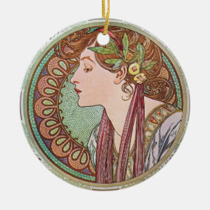 Alphonse Mucha Goddess Art Ceramic Tree Decoration