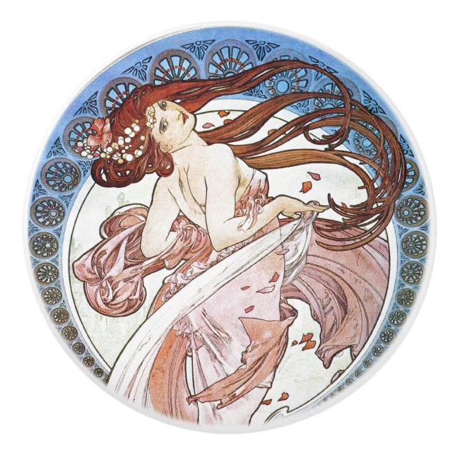 Alphonse Mucha Goddess Ceramic Knob (Front)