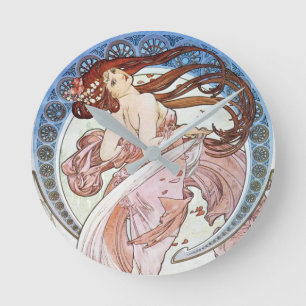 Alphonse Mucha Goddess Round Clock