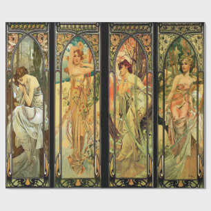 Alphonse Mucha, Gorgeous Ladies, Art Deco Wrapping Paper