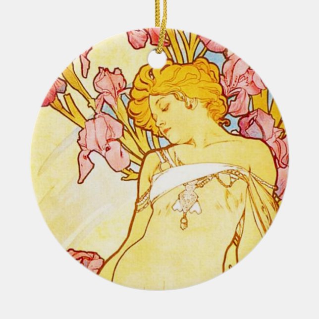Alphonse Mucha Iris Ornament (Front)