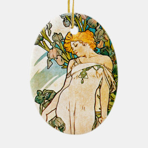 Alphonse Mucha - Iris WB Ceramic Tree Decoration