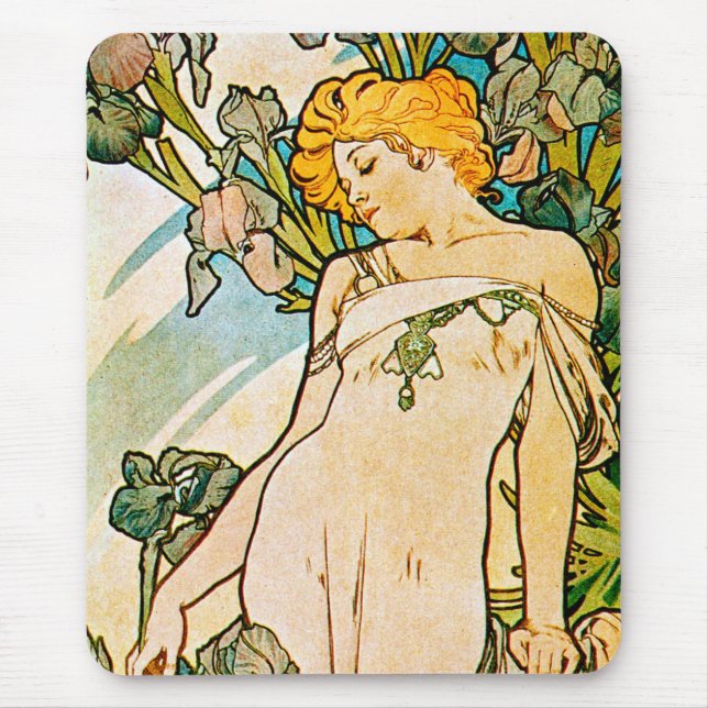 Alphonse Mucha - Iris WB Mouse Mat (Front)