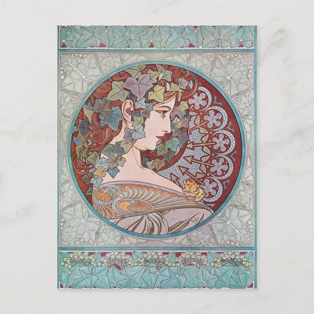 Alphonse Mucha Ivy Art Nouveau Postcards (Front)