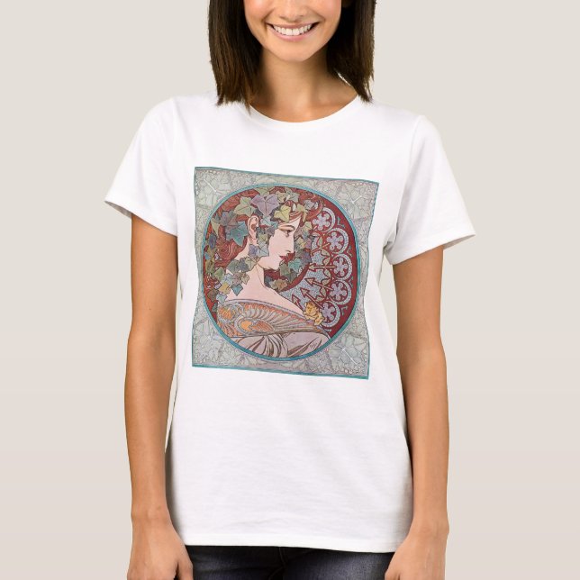 Alphonse Mucha Ivy Art Nouveau Shirt Top T-Shirt (Front)