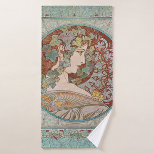Alphonse Mucha - Ivy Bath Towel