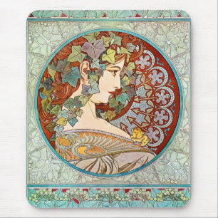 Alphonse Mucha Ivy Mouse Mat