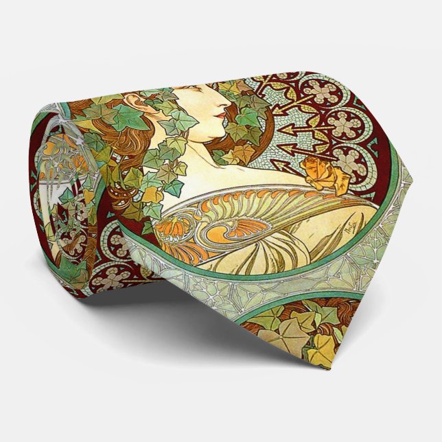 Alphonse Mucha , “ Ivy ” Tie (Rolled)